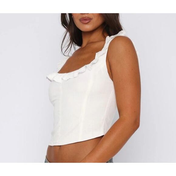 White Fox Boutique - Betting On Us Lace Up Back Bustier in White - Picture 5 of 5